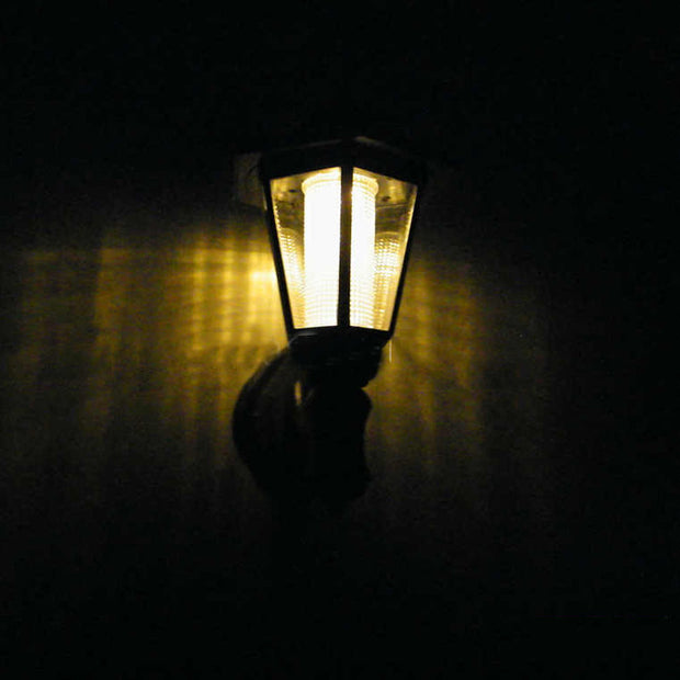 Outdoor solar hexagonal wall light