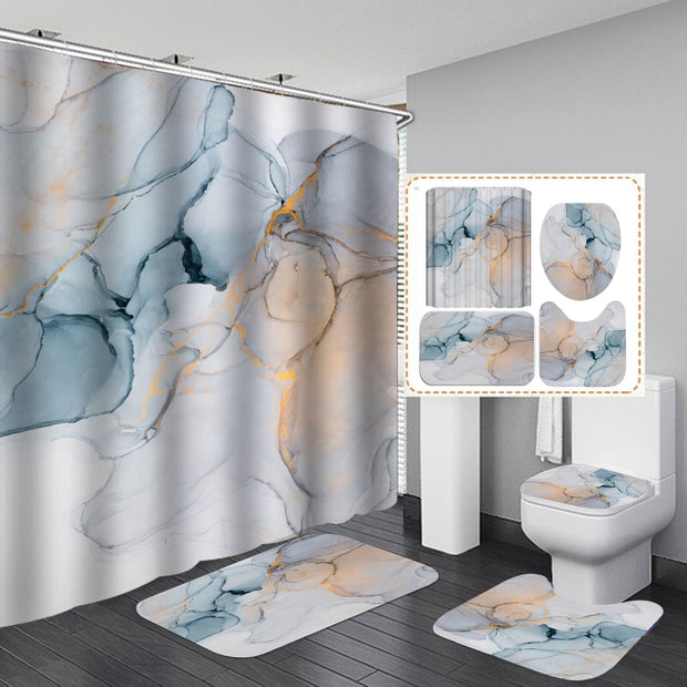 Curtains in the Bathroom Waterproof Bath Curtain with Hook Sets Flannel
