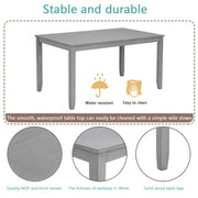 6 Piece Kitchen Dining Set, Rectangular Wooden Dining Table